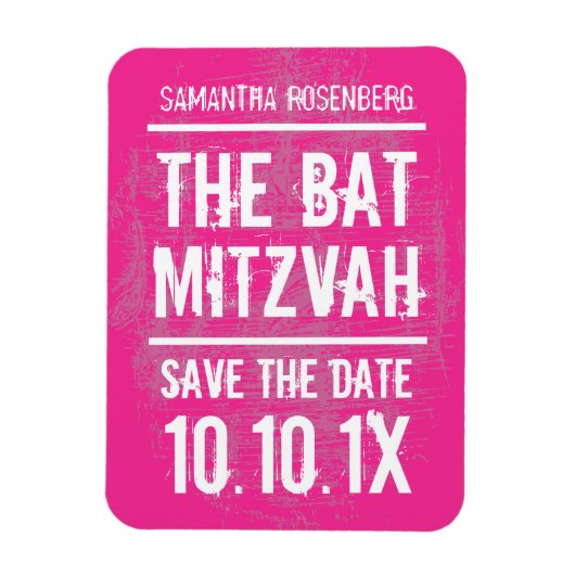 Rock Band Bat Mitzvah Save the Date Magnet, Rosa Magnet (Vertikal)