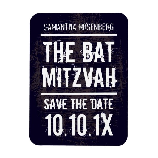 Rock Band Bat Mitzvah Save the Date Magnet, Schwar Magnet (Vertikal)