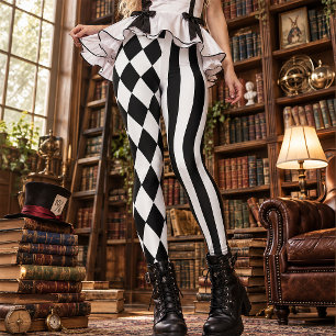 Rock Band Bühnenbekleidung Schwarz Weiß Narr Leggings