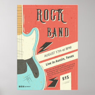 Rock Band - Design für Musikveranstaltungen im Ret Poster