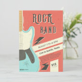 Rock Band Einladung - Retro Gitarrenstil (Stehend Vorderseite)
