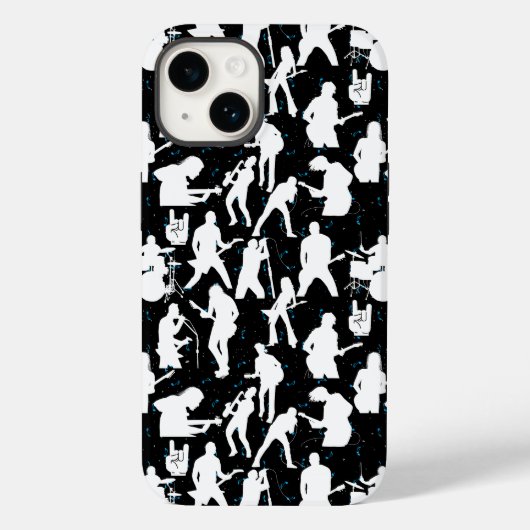 Rock Band Silhouette Pattern.w Black BG Case-Mate iPhone Hülle (Rückseite)