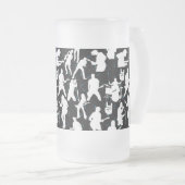 Rock Band Silhouette Pattern.w Black BG Mattglas Bierglas (VorderseiteRechts)