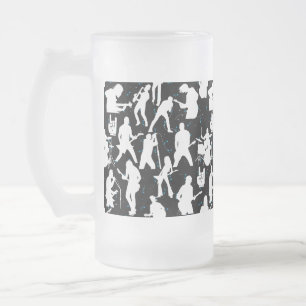 Rock Band Silhouette Pattern.w Black BG Mattglas Bierglas