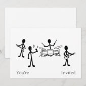 Rock Band Strichmännchen Einladung (Vorne/Hinten)