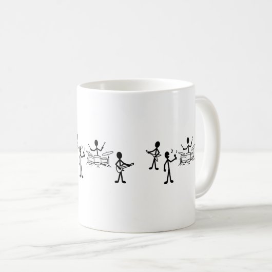 Rock Band Strichmännchen Kaffeetasse (VorderseiteRechts)