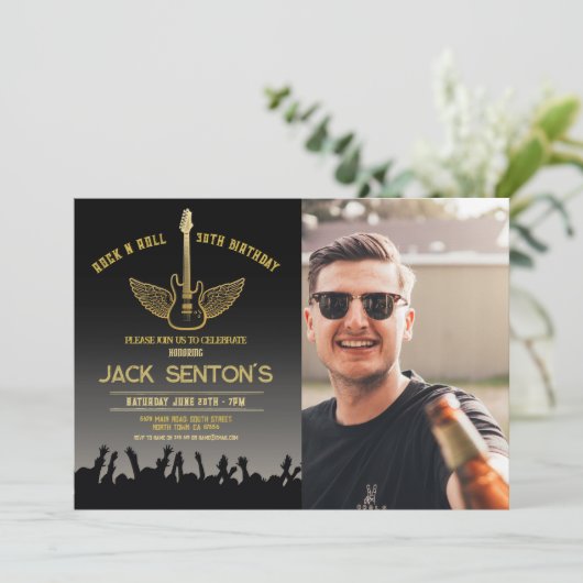 Rock Birthday Party Festival Foto Einladung (Stehend Vorderseite)