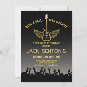 Rock Birthday Party Festival Gitarre Musik Einladu Einladung