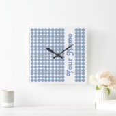 Rock Blue Safari Dot mit Namen Quadratische Wanduhr (Zuhause)
