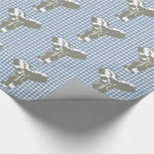 Rock Blue Safari Dot mit Pop Art Elephant Geschenkpapier (Ecke)