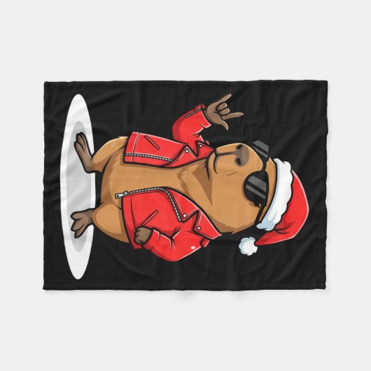 Rock Capybara Xmas Santa Men Women Kids Funny Ugly Fleecedecke (Vorderseite (Horizontal))