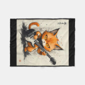 Rock Cat Playing Gitarre Funny Cat Fleecedecke (Vorderseite (Horizontal))