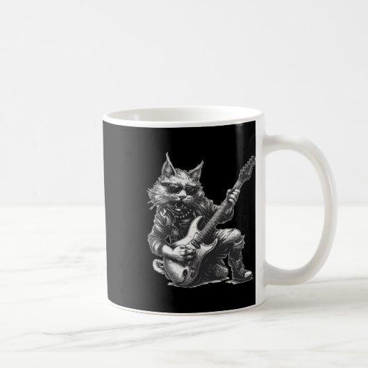Rock Cat Playing Gitarre Funny Gitarre Cat Kaffeetasse (Rechts)