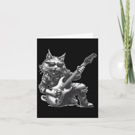 Rock Cat Playing Gitarre Funny Gitarre Cat Karte (Vorderseite)