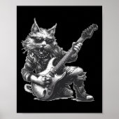 Rock Cat Playing Gitarre Funny Gitarre Cat Poster (Vorne)