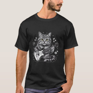 Rock Cat Playing Gitarre Funny Gitarre Cat T-Shirt