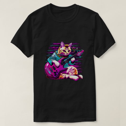 Rock Cat Playing Gitarre Funny Guitar Cat (14) T-Shirt (Design vorne)