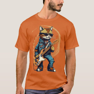 Rock Cat Playing Gitarre Funny Guitar Cat (21) T-Shirt