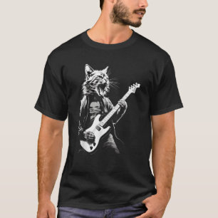 Rock Cat Playing Gitarre Funny Guitar Cat T Shirt
