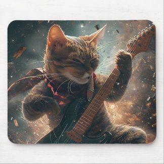 Rock Cat Playing Gitarre Maus Pad Mousepad