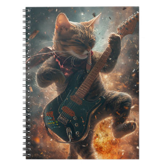 Rock Cat Playing Gitarre Notebook Notizblock