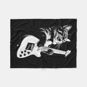 Rock Cat Playing Guitar - Funny Guitar Cat 1 Fleecedecke (Vorderseite (Horizontal))