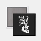 Rock Cat Playing Guitar - Funny Guitar Cat 1 Magnet (Vorderseite/Rückseite)