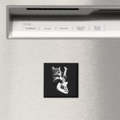 Rock Cat Playing Guitar - Funny Guitar Cat 1 Magnet (In Situ (Geschirrspüler))