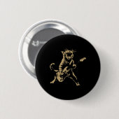 Rock Cat Playing Guitar - Funny Guitar Cat Button (Vorne & Hinten)