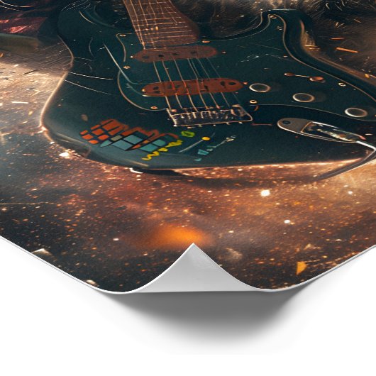 Rock Cat Playing Guitar Poster (Ecke)