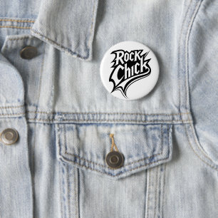 Rock Chick - Bold Black and White Typografy Button