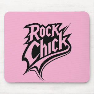 Rock Chick - Bold Black and White Typografy Mousepad