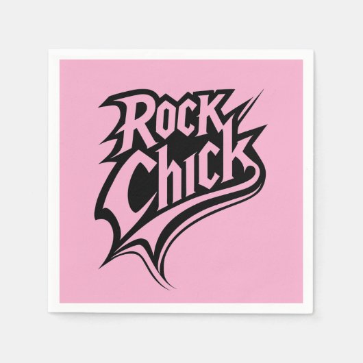 Rock Chick - Bold Black and White Typografy Serviette (Vorderseite)