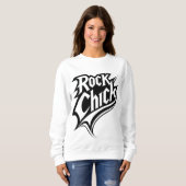 Rock Chick - Bold Black and White Typografy Sweatshirt (Vorne ganz)