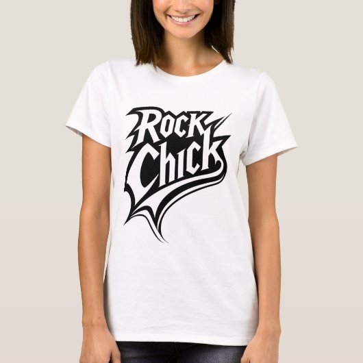 Rock Chick - Bold Black and White Typografy T-Shirt (Vorderseite)