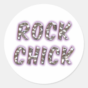 Rock Chick Chrome mit Lila Glow Runder Aufkleber