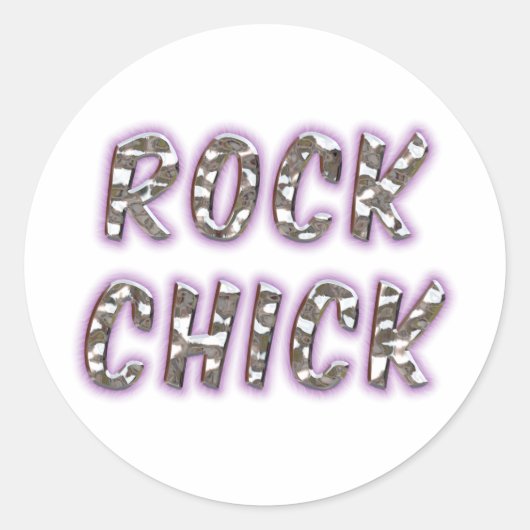 Rock Chick Chrome mit Lila Glow Runder Aufkleber (Vorderseite)