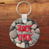 ROCK CHICK PEBBLE STONE BUTTON KEYRING SCHLÜSSELANHÄNGER (Vorderseite)