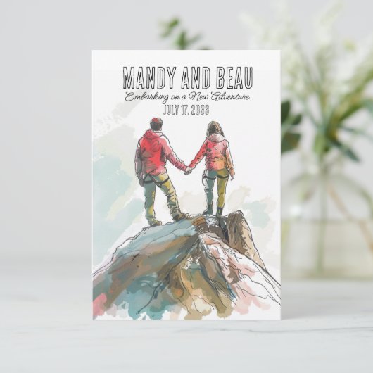 Rock Cimber Wedding, Outdoorsy Wedding Save The Date (Stehend Vorderseite)