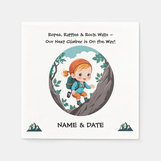 Rock Climber Adventure Theme Girl Baby Napkin Serviette (Vorderseite)