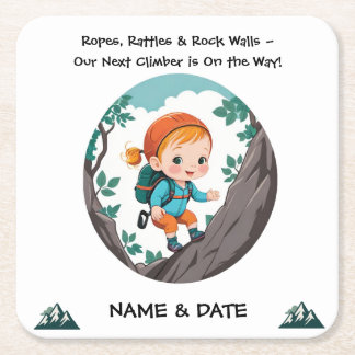 Rock Climber Adventure Theme Girl Baby Rechteckiger Pappuntersetzer