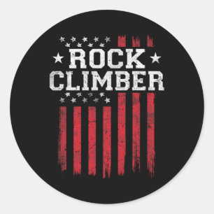 Rock Climber American Flag Usa Patriot Patriotic C Runder Aufkleber
