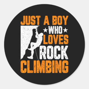 Rock Climber Boys - Lustig, nur ein Junge, der Roc Runder Aufkleber