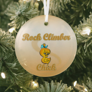 Rock Climber Chick Ornament Aus Glas
