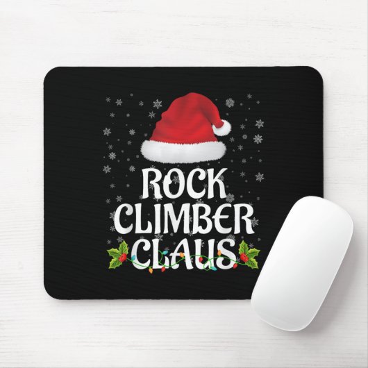 Rock Climber Claus Christmas Lights Pajama Family Mousepad (Mit Mouse)