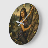 Rock Climber Funny Mona Lisa  Große Wanduhr (Winkel)