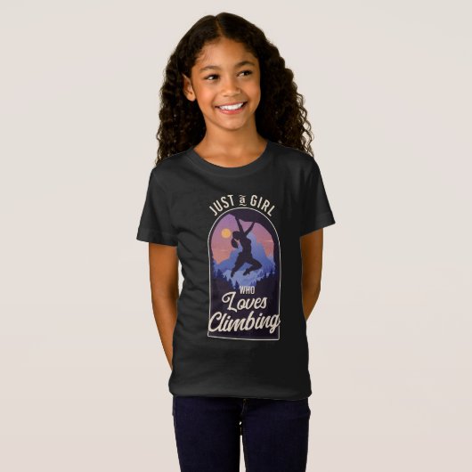 Rock Climber Just a Girl Liebe Klettern T-Shirt (Vorne ganz)