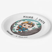 Rock Climber Outdoor Adventure Baby Boy Pappteller (Schrägansicht)