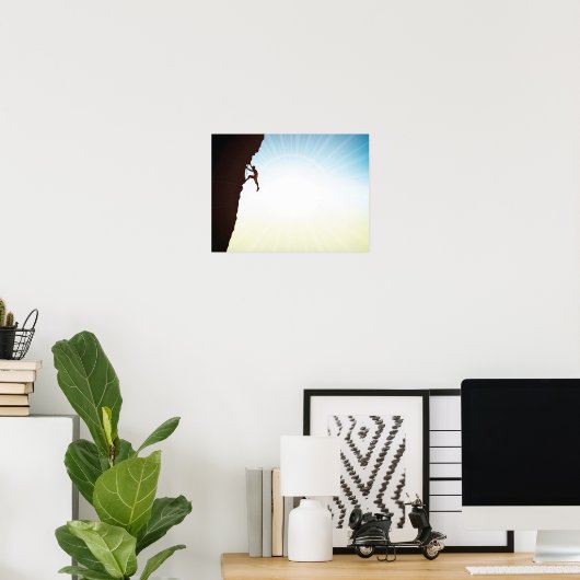 Rock Climber Silhouette Sun Flare Poster (Heimbüro)