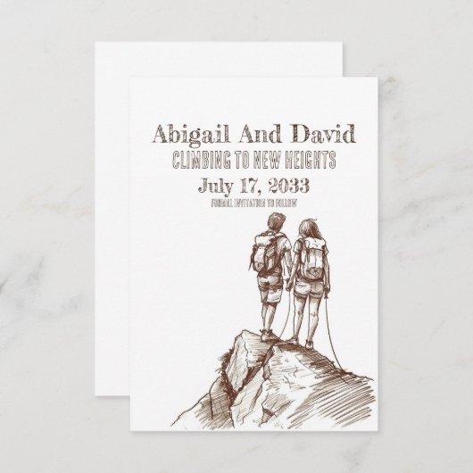 Rock Climber Wedding Save the Date (Vorne/Hinten)